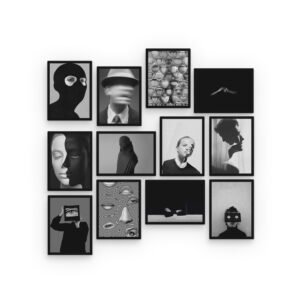Surreal Abstract Monochrome Faces Collection Wall Picture Tiles